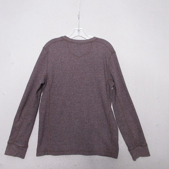 Eddie Bauer Henley Shirt‎ Men Brown Waffle Knit Button Preppy Base Layer Comfort - Picture 3 of 10